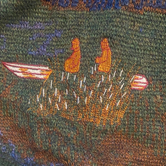 Vintage duck scene Men's Blue and Green Sweater Collectif  XL $80 - Picture 3 of 7